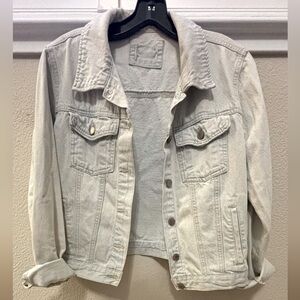 Forever 21 Light Blue White Vintage Denim Jean Jacket Size Medium